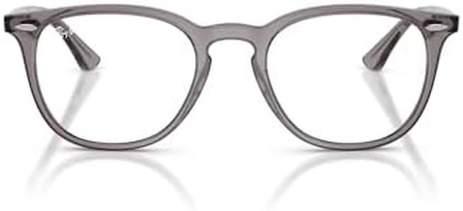 Ray-Ban RX7159F Low Bridge Fit Round Prescription Eyewear Frames, Transparent Grey/Demo Lens, 52 mm