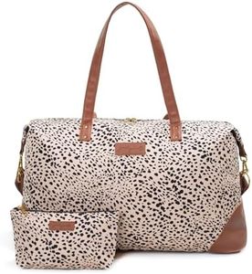 Jadyn Luna Women's Weekender Bag and Travel Duffel, Large 37 Liter Capacity, Cheetah Spot, Softside Duffle Bag with Vegan Leather Accents