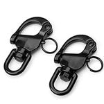 YUSOVE Black Snap Shackle 316 Stainless Steel Swivel Eye Snap Shackle,High Strength Quick Release Snap Hook for Sailing Rigging Shackles,Pack of 2