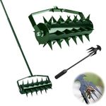 Lawn Aerator Tool, Rolling Lawn Aerator with 49 Inches Handle, Upgraded Heavy Duty Aerator Lawn Soil Penetrator Spikes, for Garden Grass Patio Yard