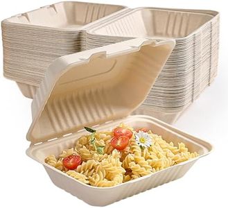 ECOLipak 500 Pack Clamshell Take Out Food Containers, 100% Compostable Disposable To Go Containers, 9X6 inch Heavy-Duty To Go Boxes for Food