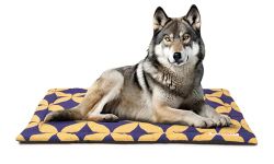 KIBBO Pet Mat for Dogs and Cats | Lightweight and Portable | Durable, Washable, Anti Slip Base and Mandala Design | Suitable for Large & Extra Large Breeds, Yellow & Purple (117x73 CM)