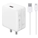 Charger For Realme C12 Charger Original Adapter Like Mobile Charger | Wall Charger Fast Charging Android Smartphone Qualcomm 3.0 Charger | Travel Charger, Rapid, Dash, VOOC, AFC Charger,Hi Speed Rapid Fast Charger With 1.2m Micro Charging & Sync Usb Cable - (3.0, A1, White )