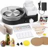 Pottery Wheel for Adults - Complete Pottery Tools Kit for Beginners, 6" Turntable Two-Way Rotation Adjustable Speed, 2.2 lbs. Air Dry Clay, Mini Clay Making Pottery Wheel with Storage Design (Black)
