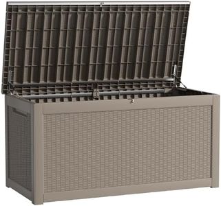 KFY 260 Gallon Waterproof Outdoor Storage Box, UV Resistant Resin Deck Box with Hydraulic Rod for Reinforced Stability, Perfect for Patio, Garden, and Pool, Grey
