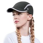 GADIEMKENSD Women's Foldable Light Cap Quick Dry Ultra-Thin Unstructured Tech Running Hat Reflective UPF 50+ Baseball Caps Cooling Ponytail Hats Fitted for Beach Tennis Travel Hiking Golf Dark Gray