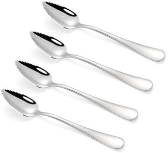 EXIN DEHCEN Kiwi Spoon, Grapefruit Spoon, 16 cm, Stainless Steel Grapefruit Spoon with Serrated Edge, Fruit Spoon with Serrated Edge for Fruit, Desserts, Kiwi, Apples, Grapefruits (Silver)
