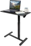 Mount-It! Overbed Table, Height Adjustable Bedside Table with Wheels, Overbed Desk Breakfast Tray for Hospital, Medical and Home Use, Standing Desk, Gas Spring Height Adjustment, Black