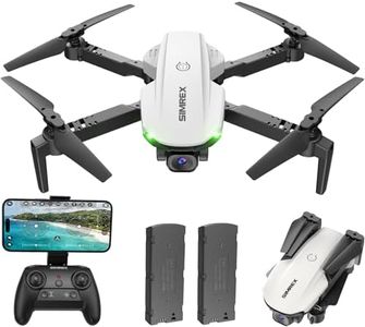 SIMREX Drone With 1080P Camera for Kids Adults, Mini RC Quadcopter Foldable, One Key Start, Waypoint Fly, Headless Mode, Auto-Follow, 3D Flip, 3 Speeds, 2 Batteries, Easy for Beginners, White