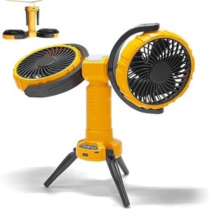 Civikyle Double-Head Camping Fan with Light Rechargeable Oscillating Hanging Tent Fan Portable Outdoor Camping Essentials Accessories Supplies Gear