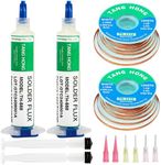 TANG HONG Soldering Wick And Flux,No Clean Solder Flux,10CC Liquid Flux (2 PACK), 4.9 Ft Desoldering Wick Braid Remover Solder (2 PACK), For Soldering Phone/BGA/Appliance Repair