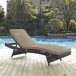 BRISHI Outdoor Swimming Poolside Lounger Beach Sunbathing Lawn Patio Chaise Lounge Sun Lounger Chair Adjustable Backrest (Dark Brown + Brown)