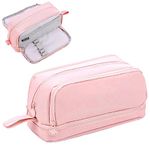 Large Pencil Case, Aesthetic Pencil Cases with Zipper Compartments, Cute Pencil Pouch for Adult Kids, Special Pen Case Stationary Supplies for School (Pink)