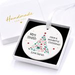 Personalised Teacher Christmas Decoration Bauble Ornament, Xmas Gift for Teachers, Xmas Present for Nursery, With Gift Box