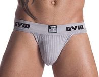 Gym Workout Jockstrap with 2" Waistband, Grey, Large