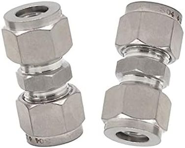 Metalwork 304 Stainless Steel Compression Tube Fitting Union W/Double Ferrule 1/4" OD x 1/4" OD (2 Pcs)