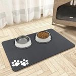 Mavicen Pet Feeding Bowls Mat, 30 * 50cm Super Absorbent Dog Muddy Paws Mat, Anti Slip Rubber Backng Pet Eating Mat, Easy Clean Washable Feeding Mats for Dogs, Cats, Small Animals (Dark Gray)