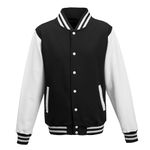 Aremie Varsity College Jackets For Men and Women, Jet Black White, (XL)