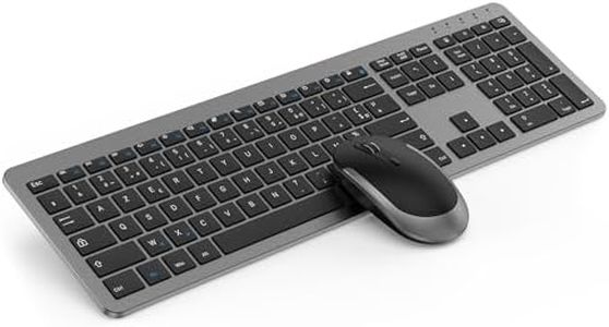 seenda Ensemble Clavier et Souris sans Fil, Clavier Ultra Fin de Pleine Grandeur, Clavier Silencieux avec Protection en Silicone pour PC/Ordinateur Portable/Smart TV, Disposition AZERTY, Gris