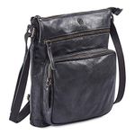 Cochoa Women Real Leather Crossbody Triple Zip Vintage Handbag Purse Travel Crossover Shoulder Bag Handmade (Black Washed Vintage)