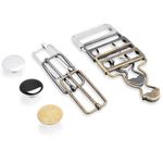 CooBigo 12Sets Assorted 1-1/4 Inch Metal Jeans Buckles, Overalls Buckles with Adjustable Tri Glide Buckle and Buttons for Bib Pants Suspender Sewing Accessory