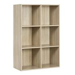 WOLTU Bookcase, Oak Book Shelf 6 Storage Cubes Unit, Freestanding Bookcases for Living Room, Bedroom SK002hei3-UK