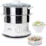 Tefal VC1451 Steam Cooker, 2 Stainless Steel Containers, 6 L Capacity, 24 cm Diameter, Timer and Automatic Shut-off, 900 W