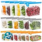 IDEATECH 20 Pack Reusable Freezer Bags, BPA Free Reusable Sandwich Bag, Reusable Silicone Food Storage Bag Leak Proof Ziplock Airtight Container for Lunch, Snacks, Fruits and Vegetables