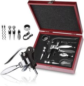 Sacacorchos Manual Set, Juego Abierto de Botellas de Vino con Caja de Madera Regalo, Decantador de Vino Multifuncional de 8 Piezas, Ideal para los Amantes del Vino, Navidad, Día del Padre, Cumpleaños