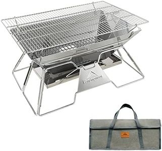 Campingmoon Portable Camping Fire Pit,Collapsible Stainless Steel Grill Gate Foldable BBQ for Travel with Carrying Bag MT-3