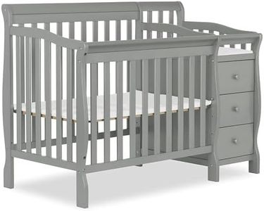 Dream On Me Jayden 4-in-1 Mini Convertible Baby Crib and Changer in Seagrass, Greenguard Gold Certified, Non-Toxic Finish, New Zealand Pinewood, 1" Mattress Pad