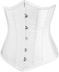 Kelvry Women's Satin Waist Cincher Lace up Boned Bustier Underbust Corset, White, 18-20