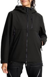 Yousify Womens Softshell Jacket with Hood Fleece Lined Waterproof Warm Hoodie Light Hooded Jacket for Outdoor Hiking