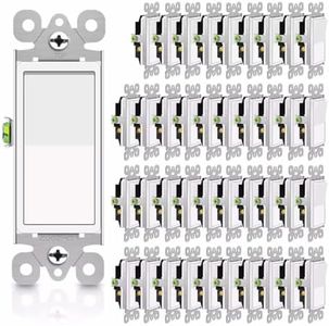 Greencycle 3 Way Light Switch White, 32 Pack Three Way Switch Rocker Switch 15A 120/277V, On/Off Rocker Paddle Interrupter, Residential/Commercial Grade,Home & Office,UL/CUL, White