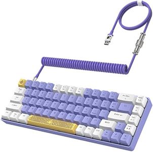 YINDIAO T8 60% Teclado Mecánico para Juegos,68 Teclas,US Layout,Compacto Teclado con Cable,18 RGB Retroiluminado,Interruptor Azul,Anti-ghosting,Cable USB-C en Espiral Pro,para PC,Mac,PS4 -Púrpura