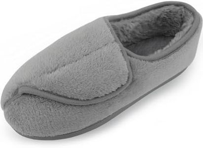 Git-up Pantofole per Diabetici in Memory Foam per Artrite da Donna, Edema, Scarpe da Casa Chiuse Comode e Regolabili, Grigio 7