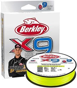 Berkley Jordan Lee x9 Braid Superline, Flame Green, 40-Pound Break Strength, 164yd Fishing Line, Suitable for Freshwater and Saltwater Environments