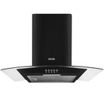 Abode Chimney Cooker Hood 60cm Curved Glass Black Extractor Hood & Recirculation with 1x Carbon Filters, Wall Mounted Range Hood Extractor Fan, 3 Speed Settings, AGCH6031B (Black)