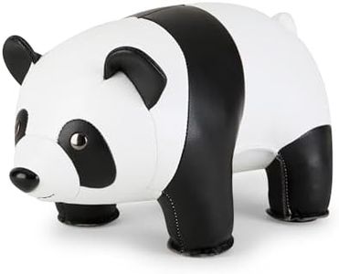 zü​ny Zuny Bookend Panda, Leather Bookends for Shelves, Handmade Animal Home Decor, Classic Series, Black+White