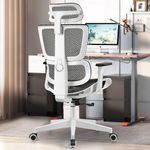 Primy Gaming Chair Ergonomic Office Chair, High Back Breathable Mesh Desk Chair with Adjustable Lumbar Support, Ergonomic Computer Chair Adjustable Swivel E-Sports Lifting Gamer Task Chair (White)