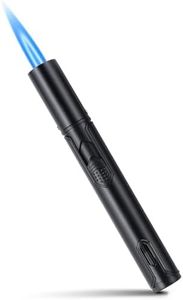 Butane Torch Lighter, 6-inch Refillable Pen Lighter Windproof Adjustable Jet Flame Butane Lighter for Candles Grill BBQ Fireplaces Camping (Butane Gas Not Included) (Black)