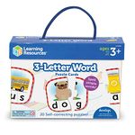 Learning Resources LER6088 3-Letter Word Cards, Preschool Readiness, Self Correcting Puzzles, Ages 3+