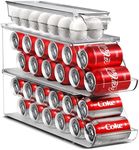 Sorbus Soda Can Organizer for Refrigerator & Egg Holder for Fridge Set, 2 Stackable Can Holder Dispenser Holds 12 Cans Each & 1 Egg Holders with Lid holds 14 eggs for Fridge, Pantry, Freezer, BPA-Free