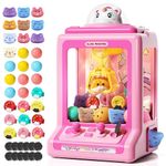 Claw Machine for Kids, Mini Vending Machine with Game Coins & Music, Prize Dispenser Toys for Girls and Boys, Electronic Claw Game Machine for Party Birthdays, Includes 30 Mini Toys (Pink Unicarns)