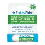 FixMySkin 1% Hydrocortisone Healing Lip Balm, Unflavored, 4.3g