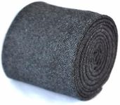 Frederick Thomas plain dark grey 100% wool tie
