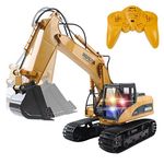 15 Channel 2.4G RC Alloy Crawler Excavator Electric Remote Control Full Functional Construction Digger Tractor Vehicle(with Lights and Sounds)