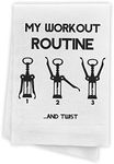 APRON DADDY Funny Kitchen Towels - My Wine Workout Routine, Decorative Dish Towels with Sayings, Funny Housewarming Gift - Multi-Use Cute Kitchen Dish Towel, 16 by 25 inch, 100% Cotton