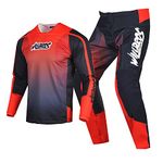 Willbros Motocross Jersey Pants Combo Mens Women Dirt Bike MX Gear Set Offroad Riding Adult Racewear Black Red (Jersey M Pants 32)