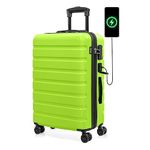 Luggage AnyZip PC+ABS Hardshell Suitcase with 4 Universal Wheels TSA Lock Checked-Medium 24 Inch with USB Charging Port (Applegreen)